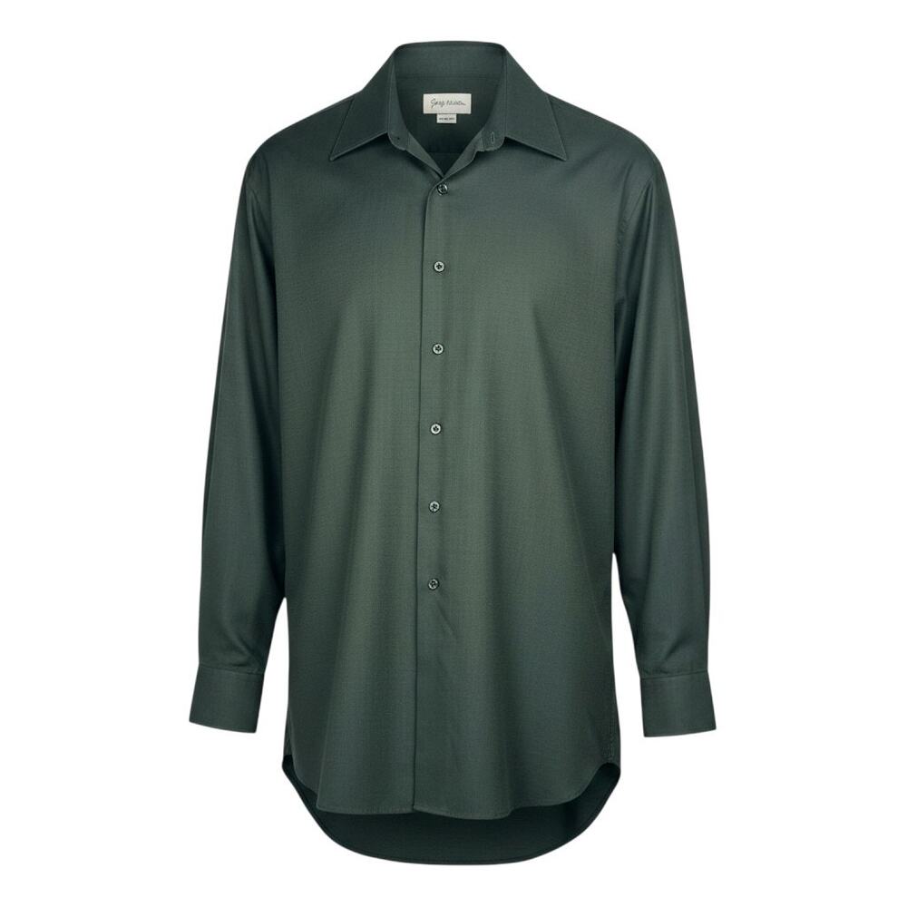 John W. Nordstrom Men's 17/33 Sage Green Long Sleeve Button-Up Shirt Relaxed Fit